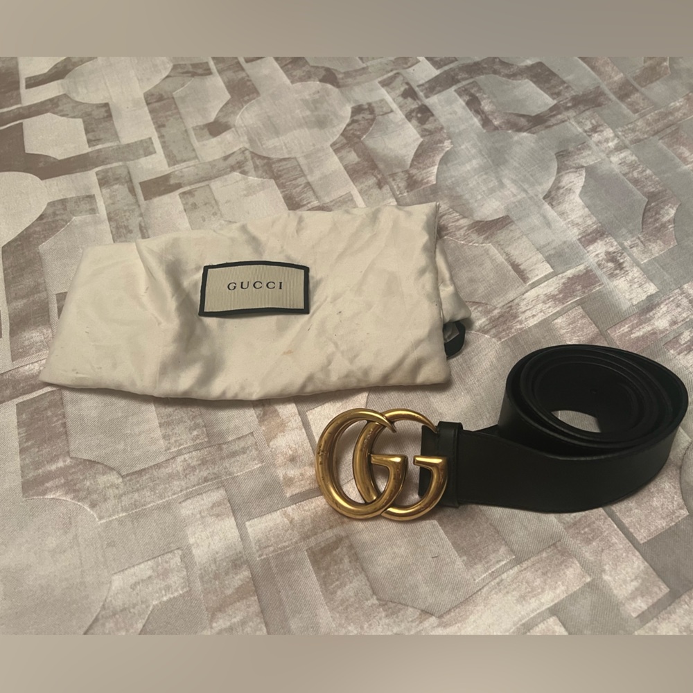 Gucci GG Marmont Leather Belt in Smooth Black Leather w/ Dustbag - Picture 3 of 8